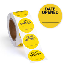 Load image into Gallery viewer, Bulk Case of 100 Sets - 500pcs Date Opened Stickers, Medication Safety Label, Food Date Label Roll, 1.25" Diameter