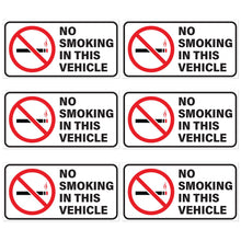 Load image into Gallery viewer, Bulk Case of 250 Sets - 6pk No Smoking Stickers for Vehicles | No Smoking in This Vehicle Sign | Weatherproof Vinyl Decals, 3" x 1.5"