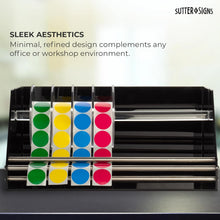 Load image into Gallery viewer, Bulk Case of 6 Sets - Roll Label Dispenser for Sticker Labels | Thick Durable Acrylic Sticker Roll Holder with Anti-Slip Feet and Spacer Springs