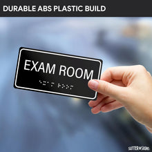 Load image into Gallery viewer, Bulk Case of 100 Sets - Exam Room Sign with Braille, Self-Adhesive Plastic Examination Room Sign for Medical Office, 6" x 3", Black/White, ABS Plastic
