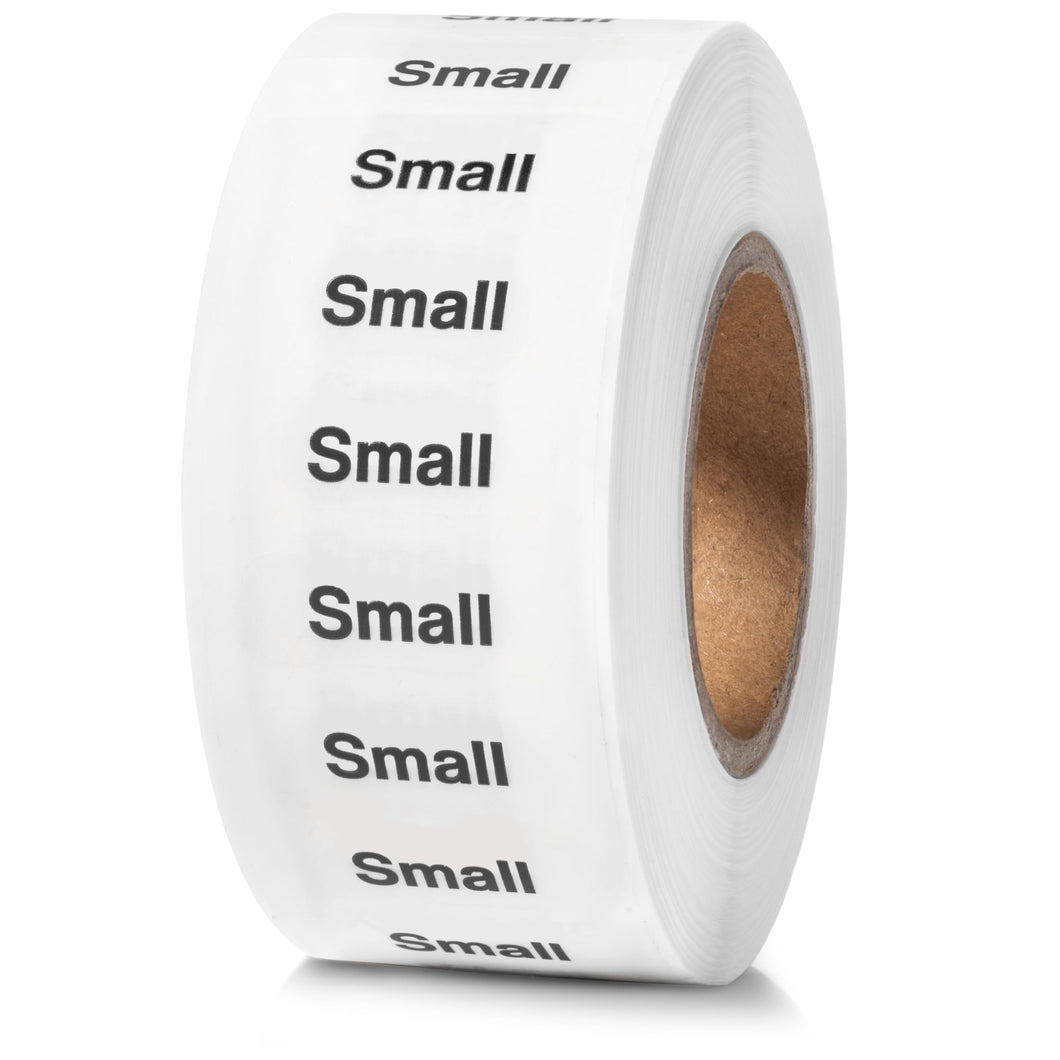 Bulk Case of 100 Rolls - 250pcs Small Clothing Size Strip Labels, 1.25
