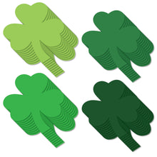 Load image into Gallery viewer, Bulk Case of 100 Sets - Shamrock Paper Cutouts 52pcs 5" Bulletin Board Cut Outs for St Patricks Day, Party Decorations, Classroom, Wall Decor