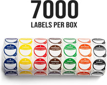 Load image into Gallery viewer, Bulk Case of 10 Sets - 2pk Day Dots Food Labels | 1" Date Dot Stickers for Food Containers, 7000 Labels with Dispenser Box (Pack of 2)