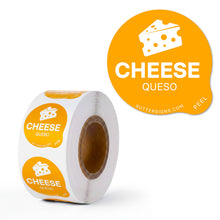 Load image into Gallery viewer, Bulk Case of 100 Sets - Cheese Food Labels 500 pcs | 1" Dot Bold Sticker Labels for Party Buffet, Delis, Sandwich Shops, Food Containers
