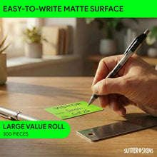 Load image into Gallery viewer, Bulk Case of 100 Sets - Visitor Pass Stickers, 2" x 3" Fluorescent Green Visitor Identification Badges, 300pcs/roll
