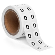 Load image into Gallery viewer, Bulk Case of 100 Sets - 1000pcs Letter D Stickers, 0.5" Letter Sticker Dot Labels for Organization, Inventory, 1000/roll