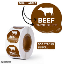Load image into Gallery viewer, Bulk Case of 100 Sets - Beef Food Labels 500 pcs | 1" Dot Bold Sticker Labels for Party Buffet, Delis, Sandwich Shops, Food Containers
