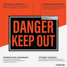 Load image into Gallery viewer, Bulk Case of 60 Signs - Danger Keep Out Sign | Private Property No Trespassing Keep Out Sign, 10x14 Inch Rust-free Aluminum