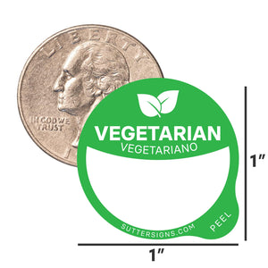 Bulk Case of 100 Rolls - Vegetarian Food Labels 1000 pcs | 1" Dot Blank Sticker Labels to Write On for Party Buffet, Delis, Sandwich Shops, Food Containers