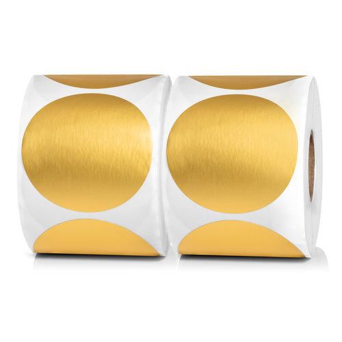 Bulk Case of 50 Sets - 1000pcs Gold Dot Stickers 2 inch Diameter, 500/roll (Pack of 2)