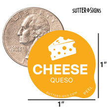 Load image into Gallery viewer, Bulk Case of 100 Sets - Cheese Food Labels 500 pcs | 1" Dot Bold Sticker Labels for Party Buffet, Delis, Sandwich Shops, Food Containers