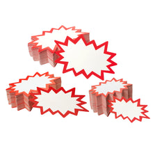 Load image into Gallery viewer, Bulk Case of 60 Sets - Starburst Signs with Stickers 300pcs | 150pcs Cards &amp; 150pcs Sticker Dots. Assorted Sizes 2x3, 3x5, 4x6 inch (White)