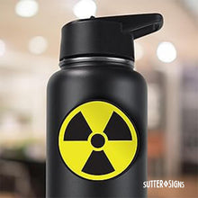 Load image into Gallery viewer, Bulk Case of 250 Sets - Nuclear Radiation Warning Symbol Stickers - Individually Die-Cut - 3-Inch Diameter (Pack of 4 Decals)
