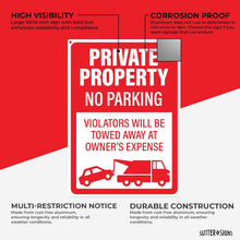 Load image into Gallery viewer, Bulk Case of 60 Signs - Private Property No Parking Sign | Violators Will Be Towed Do Not Park Here Sign, 10x14 Inch Rust-free Aluminum