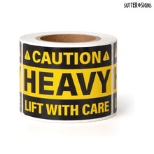 Load image into Gallery viewer, Bulk Case of 100 Rolls - 200pcs Caution Heavy Lift with Care Stickers 2" x 3", Shipping Label Safety Stickers