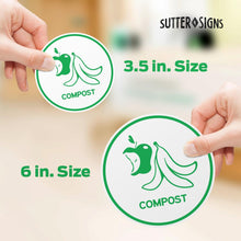 Load image into Gallery viewer, Bulk Case of 250 Sets - Sutter Signs Recycling Stickers for Trash Can, 6&quot; Wide | Paper, Aluminum, Plastic, Glass, Compost