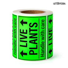 Load image into Gallery viewer, Bulk Case of 50 Sets - 250pcs Live Plants Shipping Stickers, Handle with Care Labels for Gardens, Nurseries, Landscaping, 3" x 2" Labels