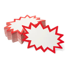 Load image into Gallery viewer, Bulk Case of 48 Sets - Starburst Signs with Stickers 200pcs | 100pcs Cards &amp; 100pcs Sticker Dots. 4x6 inch (White)