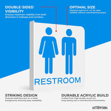 Load image into Gallery viewer, Bulk Case of 100 Sets - Unisex Restroom Sign | 6" x 6" Double Sided Wall Mounted Projecting Sign