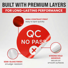 Load image into Gallery viewer, Bulk Case of 500 Sets - 500pcs QC No Pass Stickers for Quality Control, 0.5" Inspection Fail Stickers for Quality Control