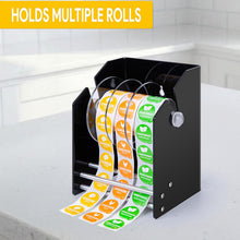 Load image into Gallery viewer, Bulk Case of 12 Sets - Roll Label Dispenser for Sticker Labels | Thick Durable Acrylic Sticker Roll Holder with Spacer Discs