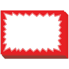 Load image into Gallery viewer, Bulk Case of 60 Sets - Sale Signs for Retail Stores,Yard Sale, Garage Sale 50pcs, 4.5" x 6.5", Red Starburst Paper Card Price Tags for Yard Sale, Garage Sale