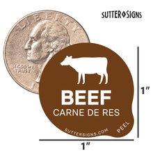 Load image into Gallery viewer, Bulk Case of 100 Sets - Beef Food Labels 500 pcs | 1" Dot Bold Sticker Labels for Party Buffet, Delis, Sandwich Shops, Food Containers