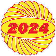 Load image into Gallery viewer, Bulk Case of 100 Sets - 2024 Car Model Year Windshield Stickers | 14" x 5.5" Oval Stickers for Car Dealerships, Vehicle Windshields (Pack of 12)