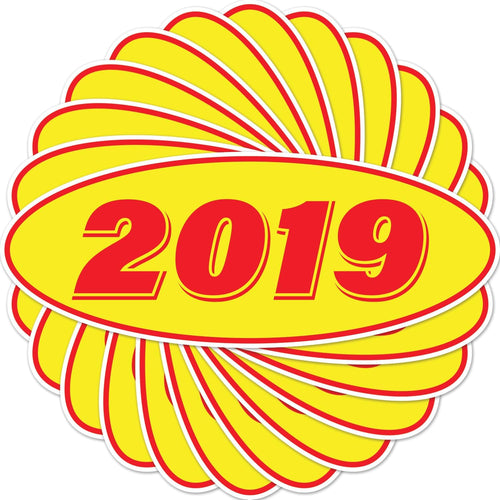 Bulk Case of 75 Sets - 2019 Car Model Year Windshield Stickers | 14