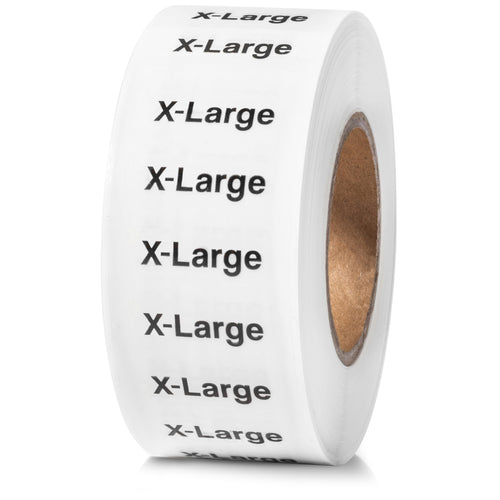 Bulk Case of 100 Rolls - 250pcs X-Large Clothing Size Strip Labels, 1.25
