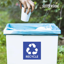 Load image into Gallery viewer, Bulk Case of 250 Sets - Trash and Recycle Stickers for Trash Cans – 4 Pack Indoor/Outdoor Vinyl Decals for Garbage &amp; Recycling Bins – Large 5" Waterproof Waste Sorting Labels (2 Black Trash, 2 Blue Recycle)