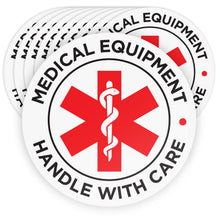 Load image into Gallery viewer, Bulk Case of 250 Sets - 10pcs Medical Equipment Luggage Tag Stickers, 4" Diameter Weatherproof UV Laminated Vinyl Stickers for Medical Supplies, Devices, Nurses