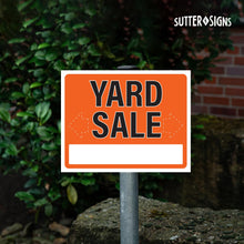 Load image into Gallery viewer, Bulk Case of 50 Sets - Yard Sale Signs 4 Pack Weatherproof Plastic Sign Yard Sale Supplies with Fill In Direction Arrows and Address Write In Area, 14" x 11"