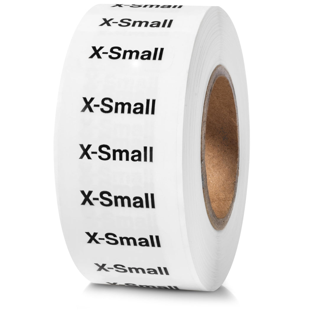 Bulk Case of 100 Rolls - 250pcs X-Small Clothing Size Strip Labels, 1.25