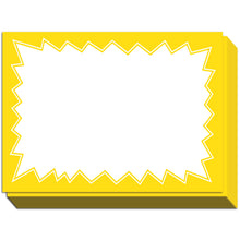 Load image into Gallery viewer, Bulk Case of 30 Sets - Sale Signs for Retail Stores 50pcs, 5.5" x 7.5", Yellow Starburst Paper Card Price Tags for Yard Sale, Garage Sale