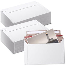 Load image into Gallery viewer, Bulk Case of 10 Sets - 100pcs Card Shipping Envelopes, 340gsm Tear Seal Mailers 7" x 4.35" - White, Ultra-Rigid 340gsm Protection, Fast Tear-Strip Seal, Fits Toploaders &amp; Semi-Rigids, Sleek Matte White Finish