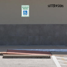 Load image into Gallery viewer, Bulk Case of 50 Signs - Reserved Parking Van Accessible Reflective Aluminum Sign, Pre-drilled 3/8", Mounting Holes, Aluminum, 12x18