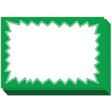 Load image into Gallery viewer, Bulk Case of 60 Sets - Sale Signs for Retail Stores 50pcs, 4.5" x 6.5", Green Starburst Paper Card Price Tags for Yard Sale, Garage Sale