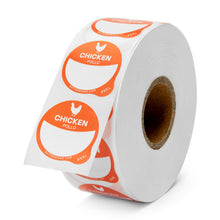 Load image into Gallery viewer, Bulk Case of 100 Sets - Chicken Food Labels 1000 pcs | 1" Dot Blank Sticker Labels to Write On for Party Buffet, Delis, Sandwich Shops, Food Containers