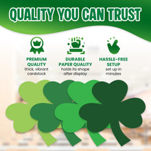 Load image into Gallery viewer, Bulk Case of 100 Sets - Shamrock Paper Cutouts 100pcs, 3" Bulletin Board Cut Outs for St Patricks Day, Party Decorations, Classroom, Wall Decor