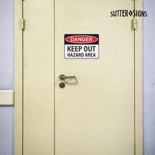 Load image into Gallery viewer, Bulk Case of 67 Sets - 4pcs Danger Keep Out Hazard Area Sign 14x10 inch | Plastic Sign for Construction Site, Hazard Area, No Trespassing, Waterproof Plastic