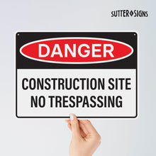 Load image into Gallery viewer, Bulk Case of 67 Sets - 4pcs Danger Construction Site Sign 14x10 inch, Plastic Sign for Construction Site, Hazard Areas, No Trespassing, Waterproof Plastic