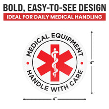 Load image into Gallery viewer, Bulk Case of 250 Sets - 10pcs Medical Equipment Luggage Tag Stickers, 4" Diameter Weatherproof UV Laminated Vinyl Stickers for Medical Supplies, Devices, Nurses