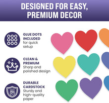 Load image into Gallery viewer, Bulk Case of 100 Sets - Paper Heart Cutouts 108pcs | Cut Out Shapes for Bulletin Board, Classroom, Decorations, Crafts. 3" x 3"