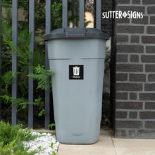 Load image into Gallery viewer, Bulk Case of 250 Sets - Trash and Recycle Stickers for Trash Cans – 4 Pack Indoor/Outdoor Vinyl Decals for Garbage &amp; Recycling Bins – Large 5" Waterproof Waste Sorting Labels (2 Black Trash, 2 Blue Recycle)