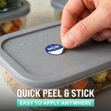 Load image into Gallery viewer, Bulk Case of 40 Sets - Date Stickers for Food - Day of The Week Day Dots Removable Food Labels, 0.75" Date Dot Stickers for Food Containers, 3500 Labels with Dispenser Box