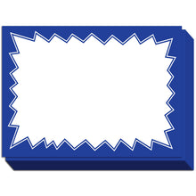 Load image into Gallery viewer, Bulk Case of 30 Sets - Sale Signs for Retail Stores 50pcs, 5.5" x 7.5", Blue Starburst Paper Card Price Tags for Yard Sale, Garage Sale