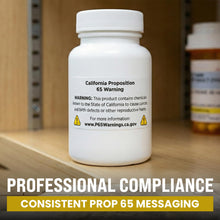 Load image into Gallery viewer, Bulk Case of 50 Rolls - 500pcs Prop 65 Warning Stickers, 1" x 2" Perforated Safety Labels for Shipping Receiving Prop 65 California Warning Labels