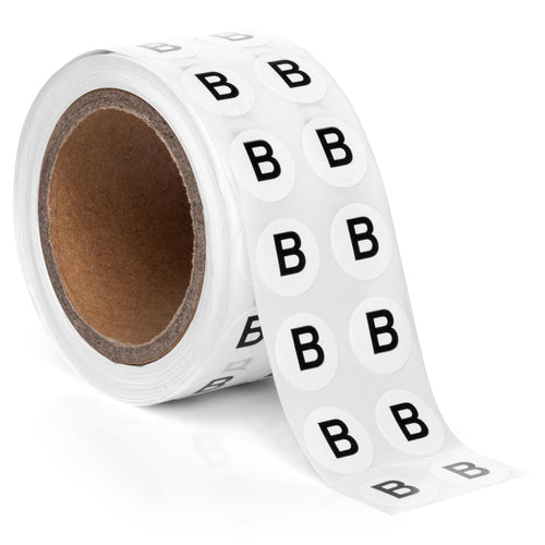 Bulk Case of 100 Rolls - 1000pcs Letter B Stickers, 0.5