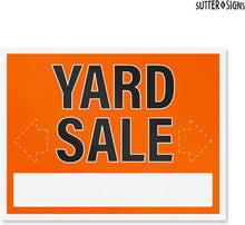 Load image into Gallery viewer, Bulk Case of 23 Sets - 3pk Yard Sale Signs with Stakes | Large Weatherproof Corrugated Plastic Garage Sale Supplies with Metal H Frame Stakes, 17" x 13"